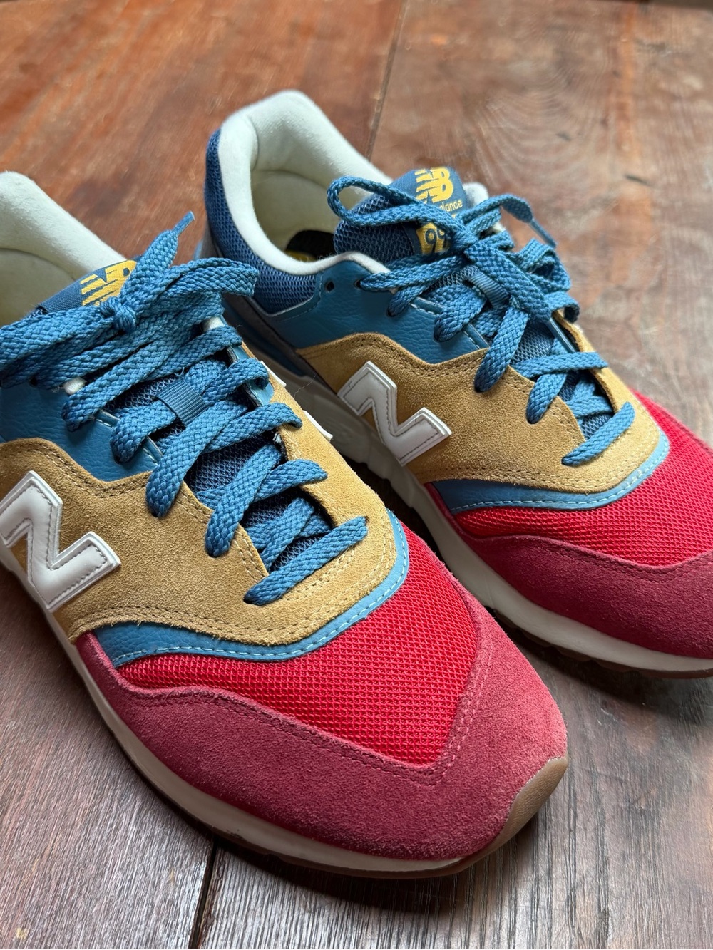 New Balance 997H CM997HVT Workwear Red Colorblock Suede Low Top Sneakers